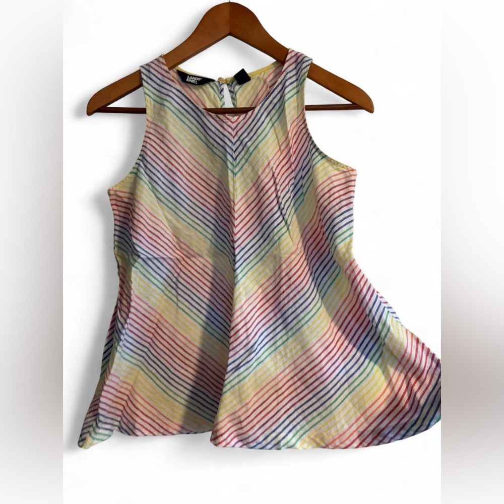 Lands' End Rainbow Linen Sleeveless Tank 🌈